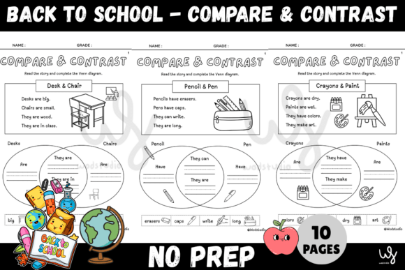 Back to School Compare Contrast Worksheet