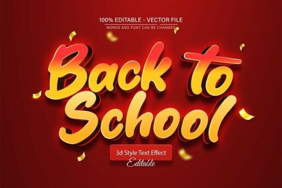 Back to School Golden 3D Text Effect