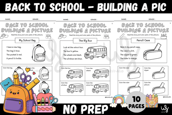 Back to School Read and Color Worksheets