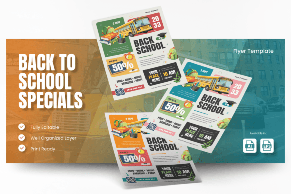 Back-to-School Specials Flyer Template for Retail Sales