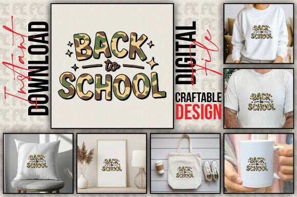Camo Back to School PNG for Creative Projects