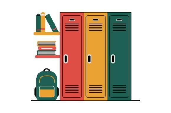 Flat School Lockers SVG: Back to School Design