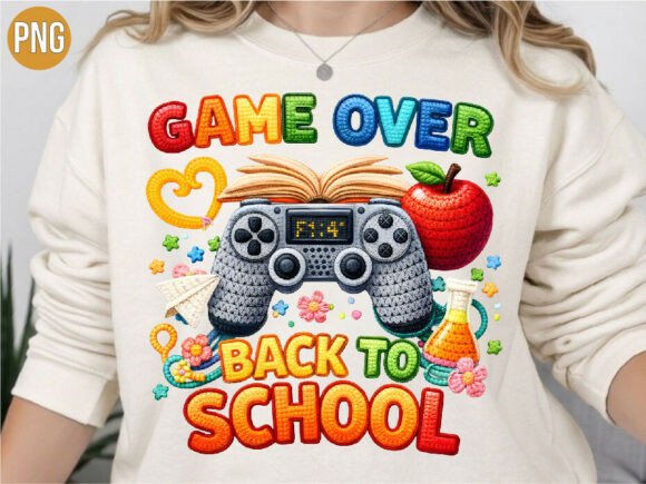 Gaming Game Over Back to School PNG: Ultimate Digital Design Asset